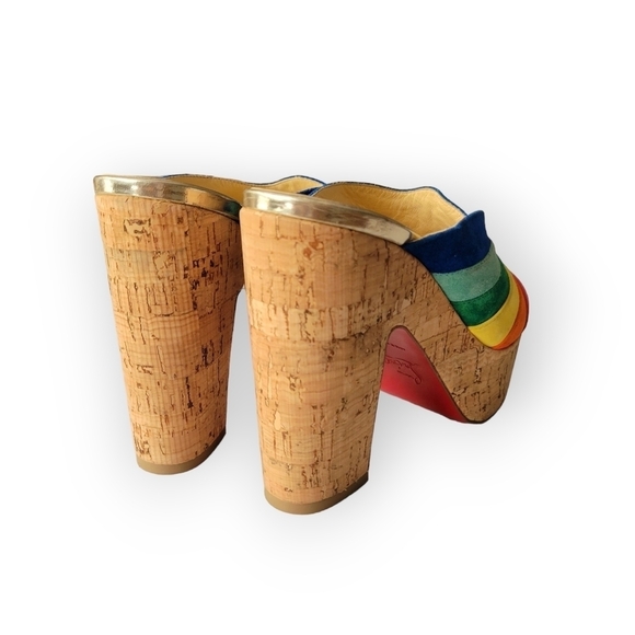 Christian Louboutin O Sister Rainbow Suede Platform Heel Slide Pumps 35 US 5 - Picture 8 of 17